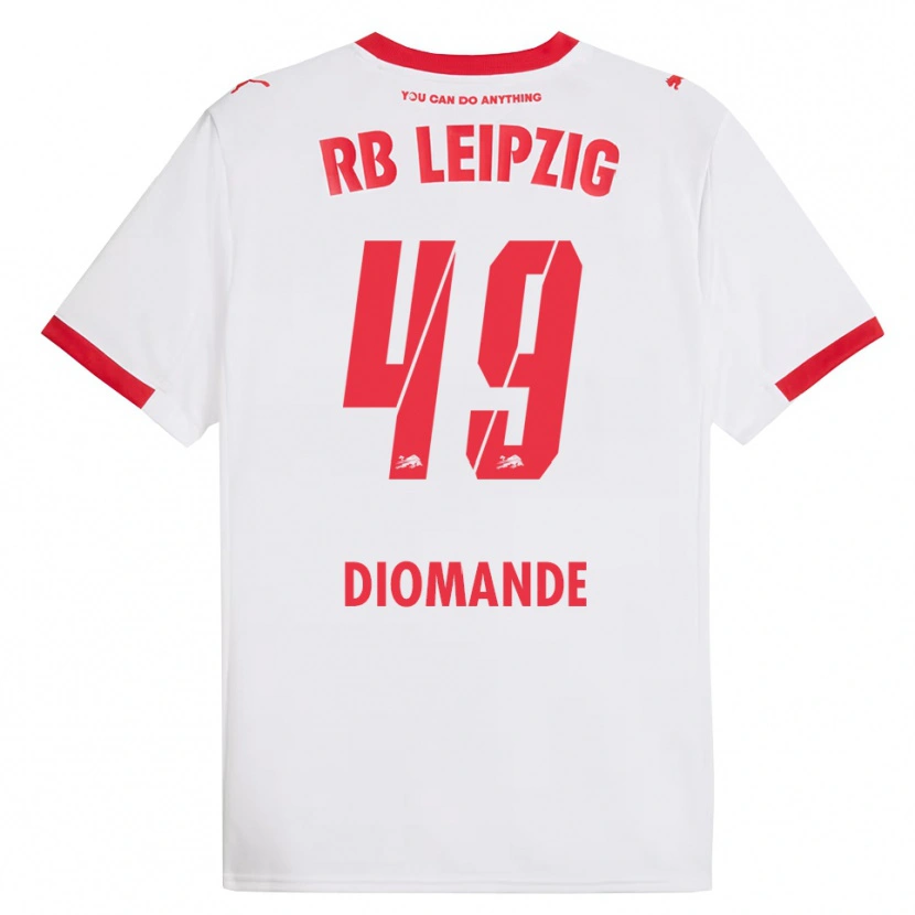 Danxen Kinder Yan Diomande #49 Weiß Rot Heimtrikot Trikot 2025/26 T-Shirt