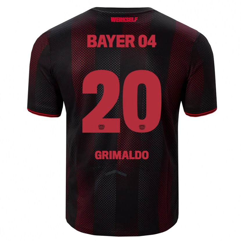 Danxen Kinder Alejandro Grimaldo #20 Schwarz Rot Heimtrikot Trikot 2025/26 T-Shirt