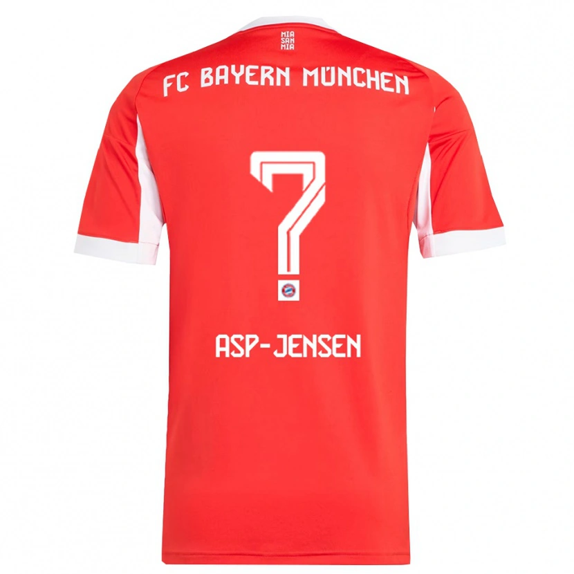 Danxen Kinder Jonathan Asp-Jensen #0 Rot Weiß Heimtrikot Trikot 2025/26 T-Shirt