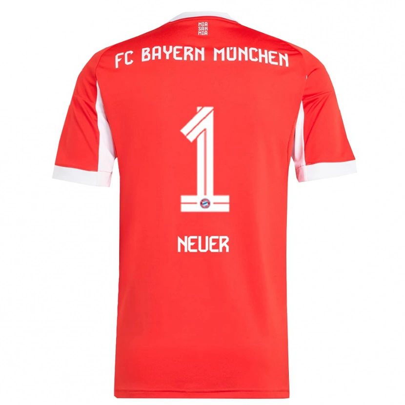 Danxen Kinder Manuel Neuer #1 Rot Weiß Heimtrikot Trikot 2025/26 T-Shirt
