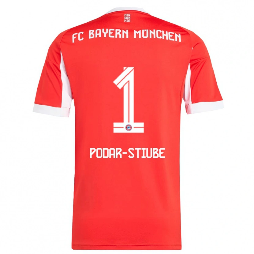 Danxen Kinder David Podar-Stiube #1 Rot Weiß Heimtrikot Trikot 2025/26 T-Shirt