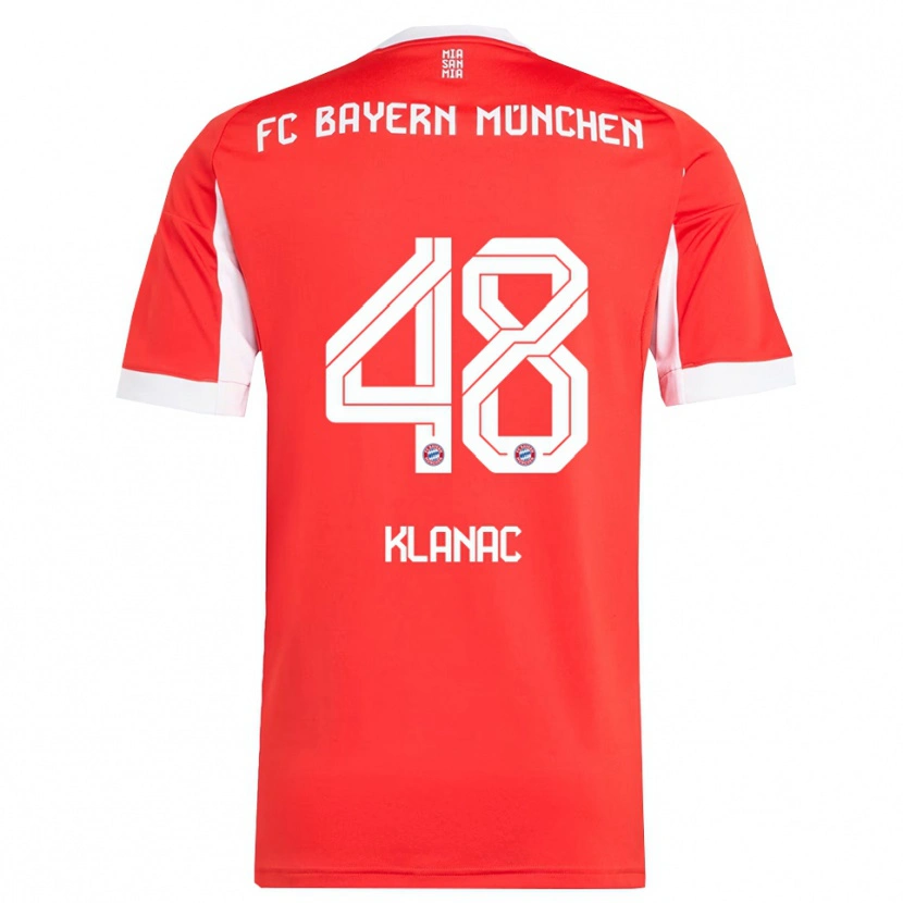 Danxen Kinder Leon Klanac #48 Rot Weiß Heimtrikot Trikot 2025/26 T-Shirt