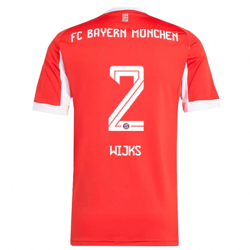 Danxen Kinder Chivano Wijks #2 Rot Weiß Heimtrikot Trikot 2025/26 T-Shirt
