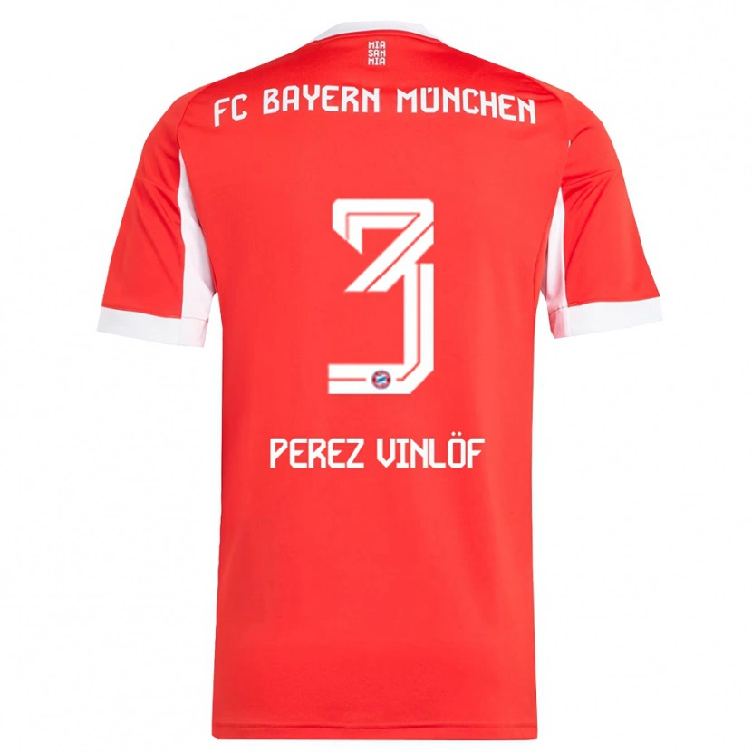 Danxen Kinder Matteo Perez Vinlöf #3 Rot Weiß Heimtrikot Trikot 2025/26 T-Shirt