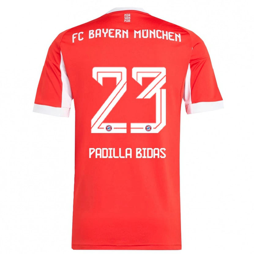 Danxen Kinder Natalia Padilla Bidas #23 Rot Weiß Heimtrikot Trikot 2025/26 T-Shirt