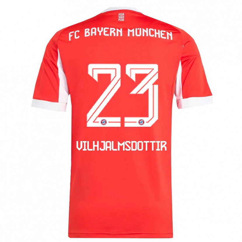 Danxen Kinder Karolina Lea Vilhjalmsdottir #23 Rot Weiß Heimtrikot Trikot 2025/26 T-Shirt