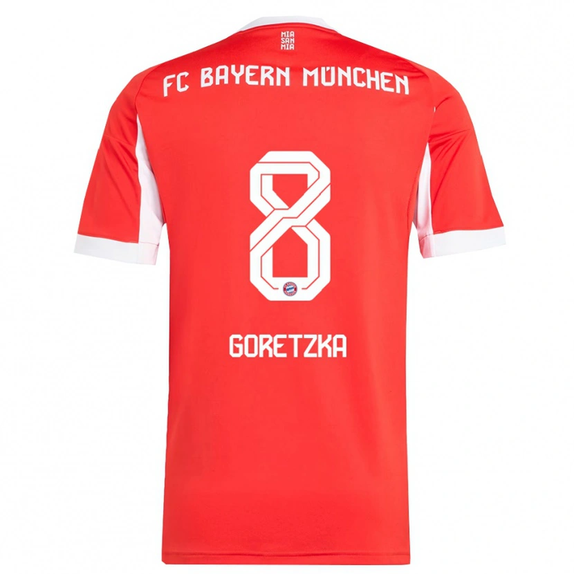 Danxen Kinder Leon Goretzka #8 Rot Weiß Heimtrikot Trikot 2025/26 T-Shirt