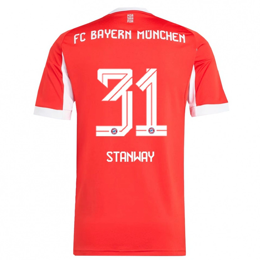 Danxen Kinder Georgia Stanway #31 Rot Weiß Heimtrikot Trikot 2025/26 T-Shirt