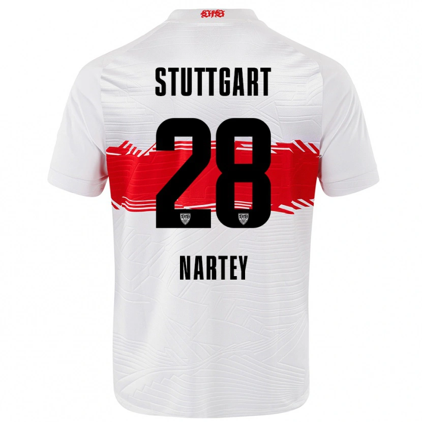 Danxen Kinder Nikolas Nartey #28 Weiß Rot Heimtrikot Trikot 2025/26 T-Shirt