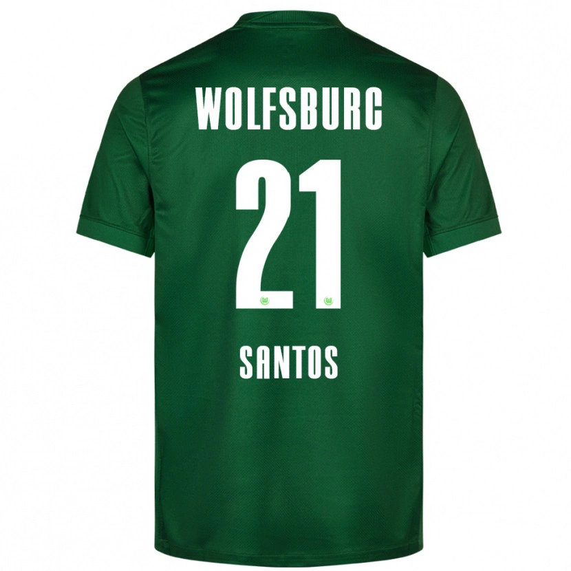 Danxen Kinder Leonardo Santos #21 Grün Weiß Heimtrikot Trikot 2025/26 T-Shirt