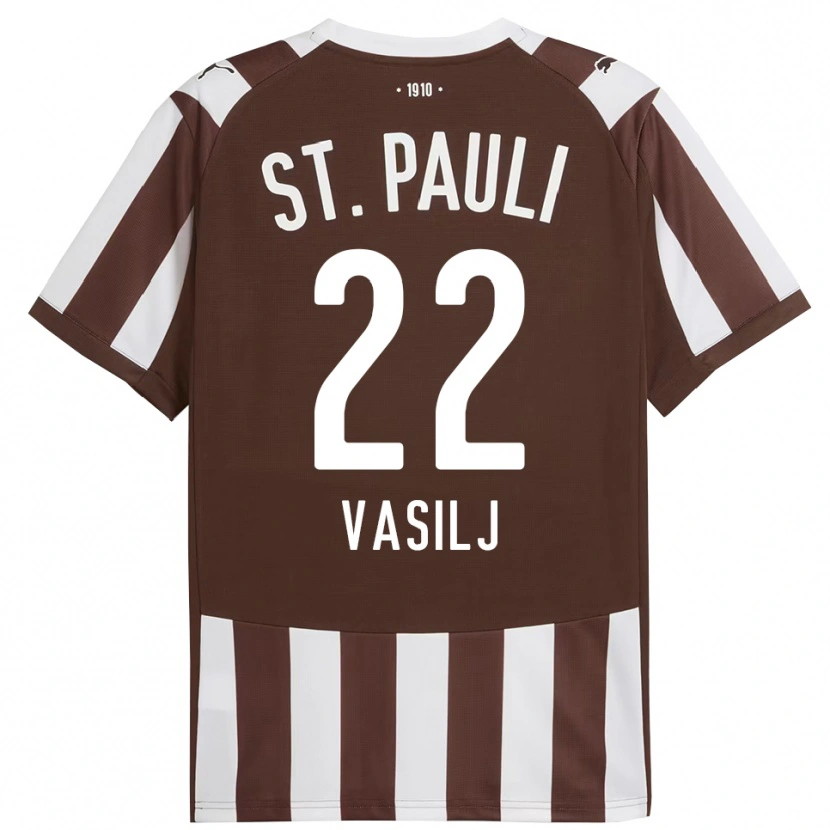 Danxen Kinder Nikola Vasilj #22 Kaffee Weiß Heimtrikot Trikot 2025/26 T-Shirt