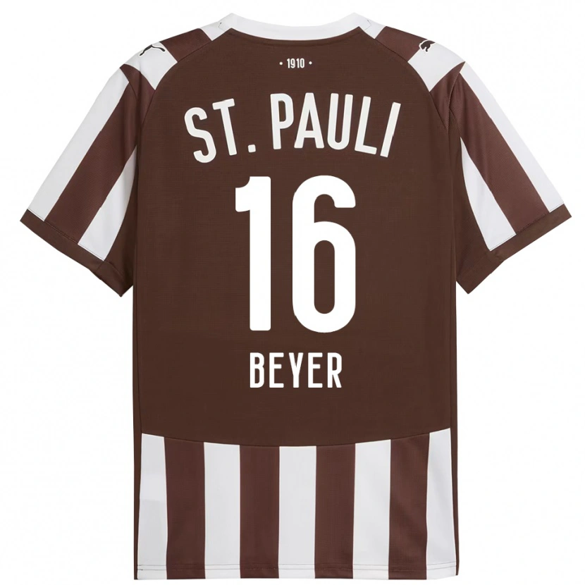 Danxen Kinder Lasse Beyer #16 Kaffee Weiß Heimtrikot Trikot 2025/26 T-Shirt