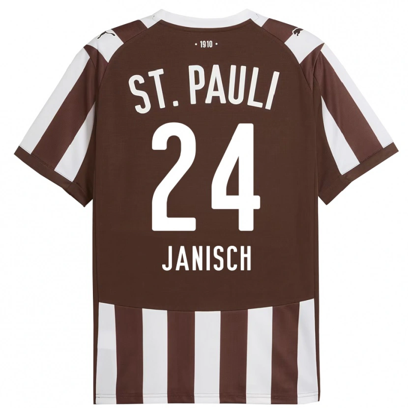 Danxen Kinder August Janisch #24 Kaffee Weiß Heimtrikot Trikot 2025/26 T-Shirt