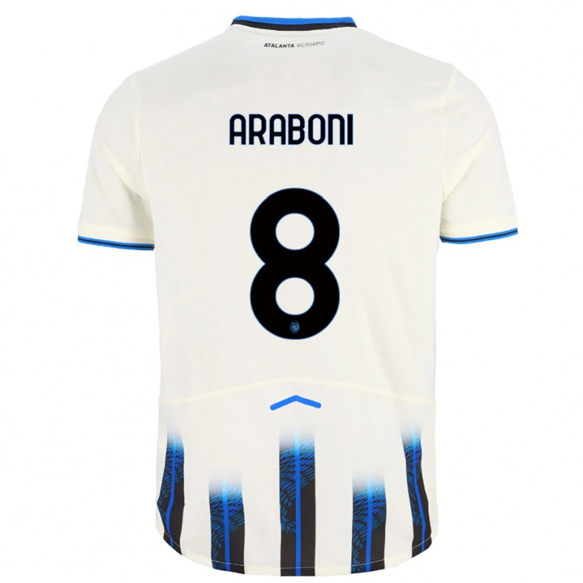 Danxen Kinder Sebastiano Araboni #8 Weiß Blau Auswärtstrikot Trikot 2025/26 T-Shirt