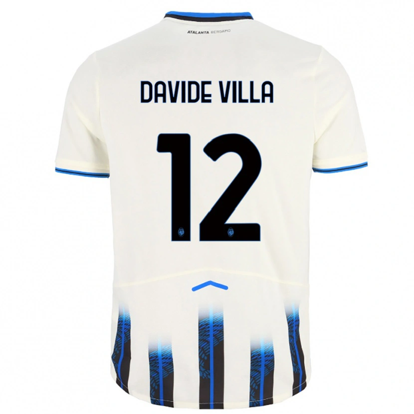 Danxen Kinder Matteo Davide Villa #12 Weiß Blau Auswärtstrikot Trikot 2025/26 T-Shirt
