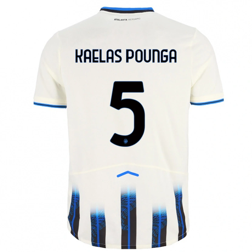 Danxen Kinder Digne Kaelas Pounga #5 Weiß Blau Auswärtstrikot Trikot 2025/26 T-Shirt