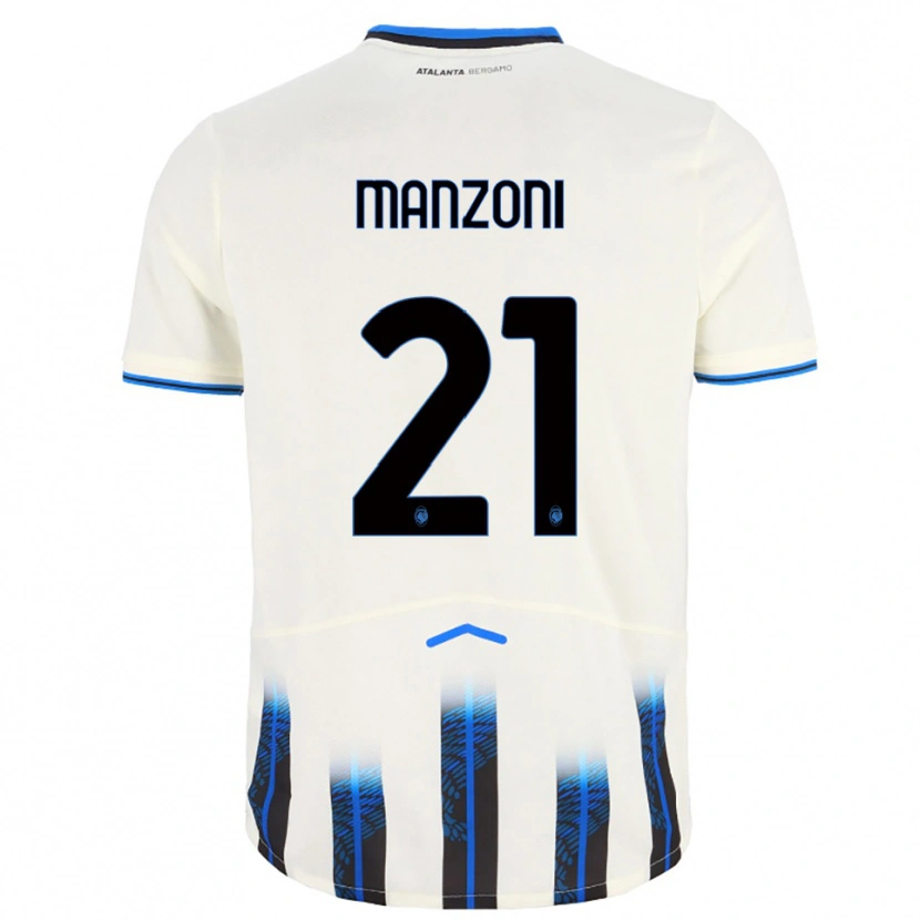 Danxen Kinder Alberto Manzoni #21 Weiß Blau Auswärtstrikot Trikot 2025/26 T-Shirt