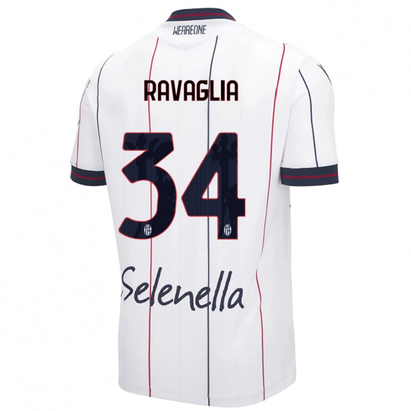 Danxen Kinder Federico Ravaglia #34 Weiß Königsblau Auswärtstrikot Trikot 2025/26 T-Shirt