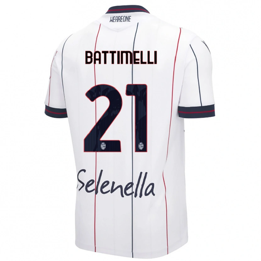 Danxen Kinder Giuseppe Battimelli #21 Weiß Königsblau Auswärtstrikot Trikot 2025/26 T-Shirt