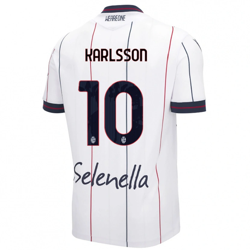 Danxen Kinder Jesper Karlsson #10 Weiß Königsblau Auswärtstrikot Trikot 2025/26 T-Shirt