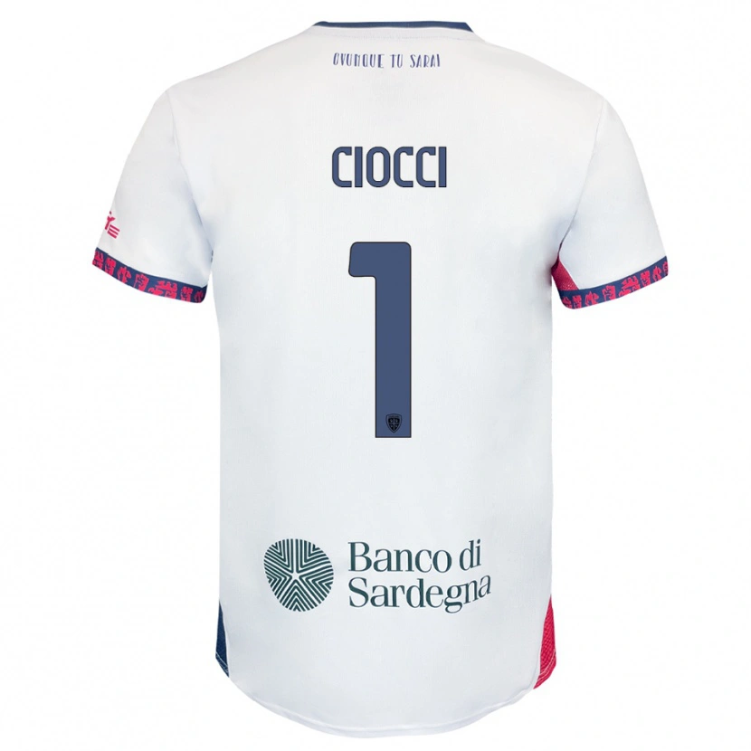 Danxen Kinder Giuseppe Ciocci #1 Weiß Marineblau Rot Auswärtstrikot Trikot 2025/26 T-Shirt