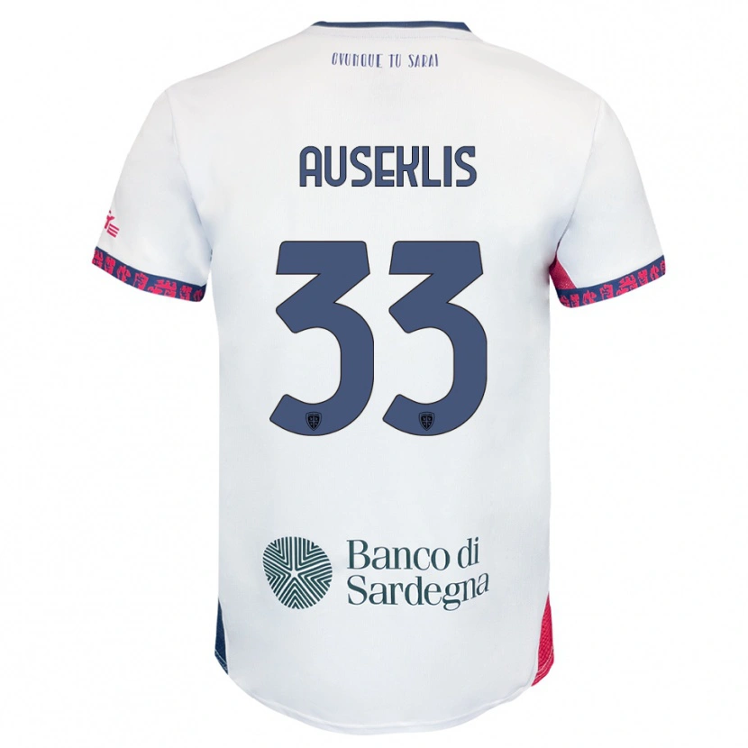 Danxen Kinder Henrijs Auseklis #33 Weiß Marineblau Rot Auswärtstrikot Trikot 2025/26 T-Shirt