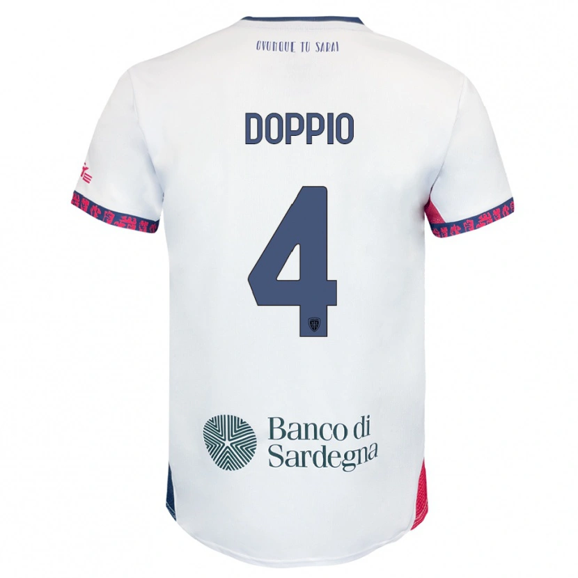 Danxen Kinder Andrea Doppio #4 Weiß Marineblau Rot Auswärtstrikot Trikot 2025/26 T-Shirt