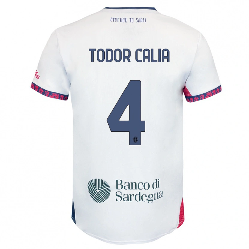 Danxen Kinder Francesco Todor Calia #4 Weiß Marineblau Rot Auswärtstrikot Trikot 2025/26 T-Shirt