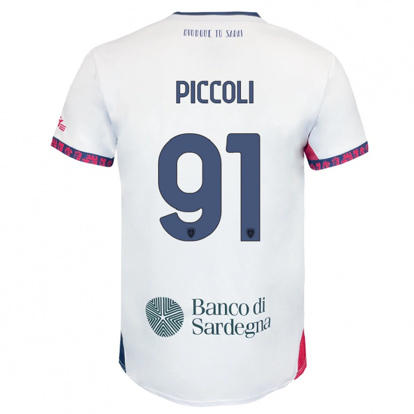 Danxen Kinder Roberto Piccoli #91 Weiß Marineblau Rot Auswärtstrikot Trikot 2025/26 T-Shirt