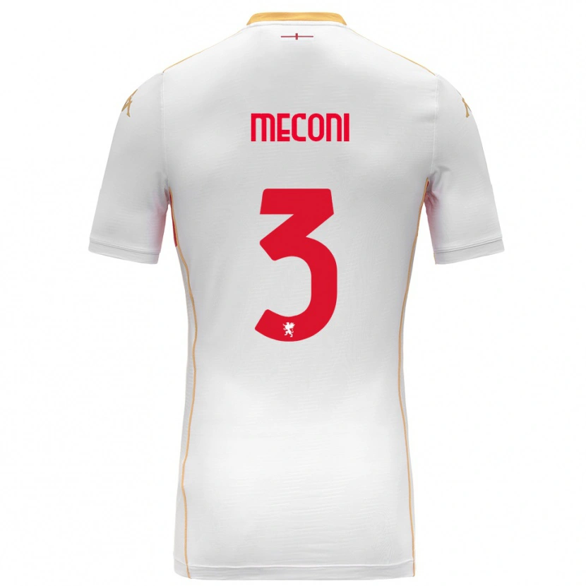 Danxen Kinder Edoardo Meconi #3 Weiß Rot Auswärtstrikot Trikot 2025/26 T-Shirt