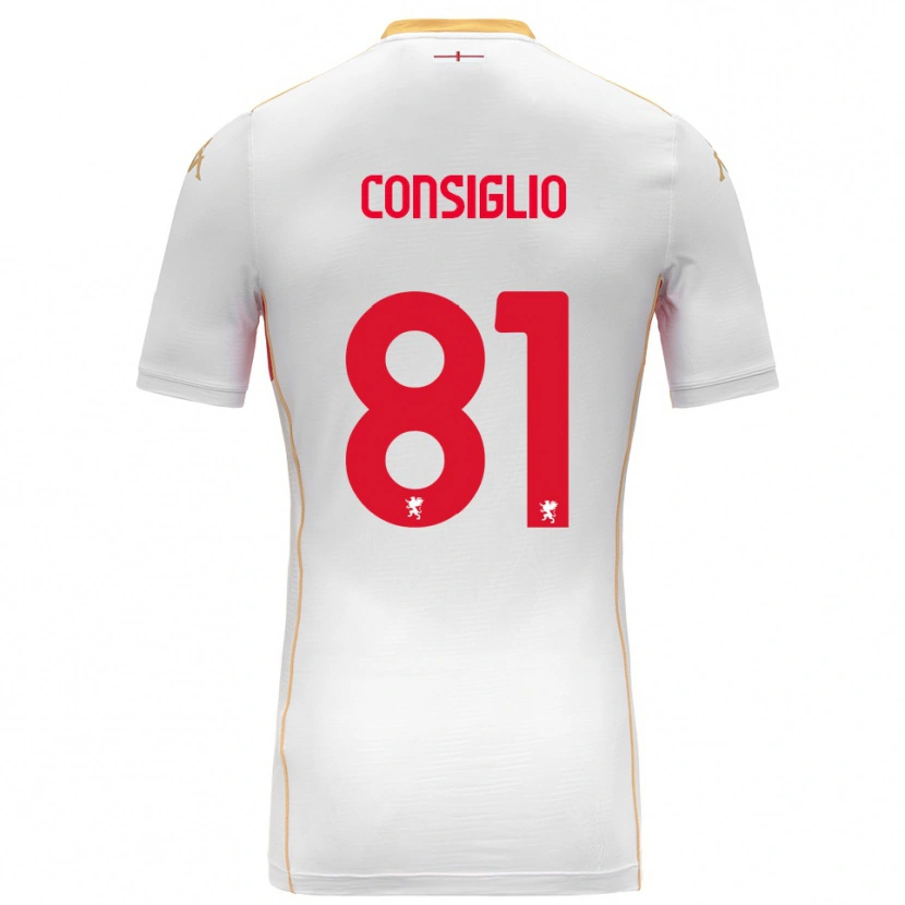 Danxen Kinder Leonardo Consiglio #81 Weiß Rot Auswärtstrikot Trikot 2025/26 T-Shirt