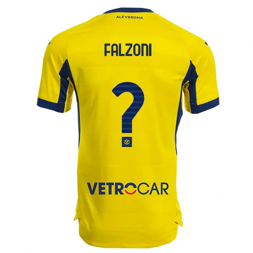 Danxen Kinder Leonardo Falzoni #0 Gelb Marineblau Auswärtstrikot Trikot 2025/26 T-Shirt