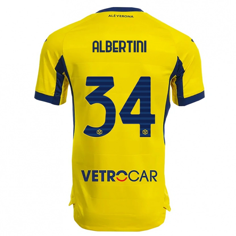 Danxen Kinder Francesco Albertini #34 Gelb Marineblau Auswärtstrikot Trikot 2025/26 T-Shirt