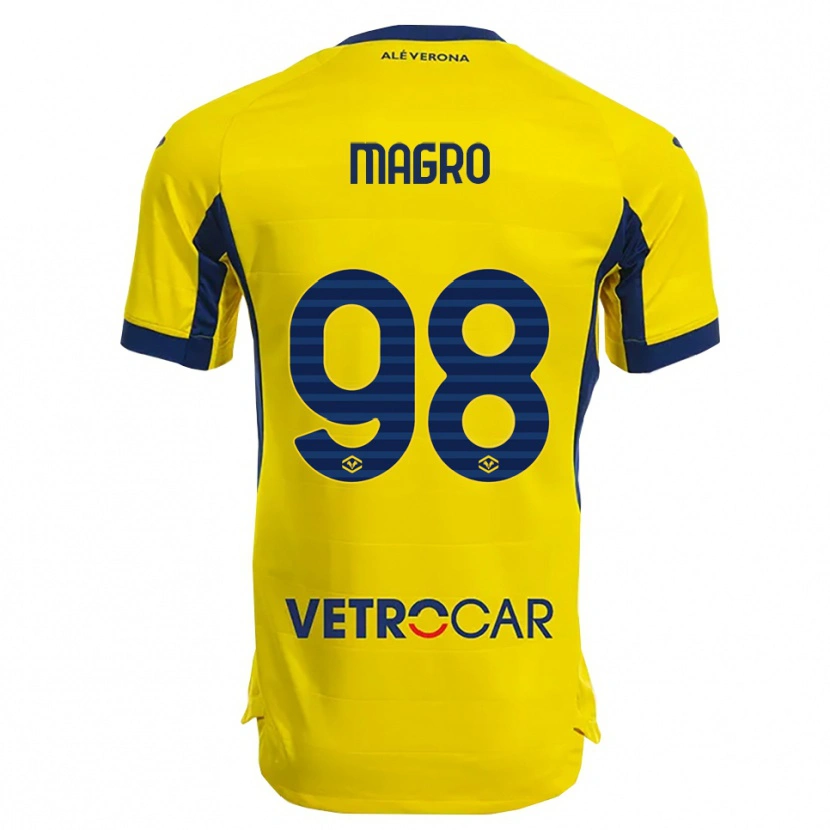 Danxen Kinder Federico Magro #98 Gelb Marineblau Auswärtstrikot Trikot 2025/26 T-Shirt