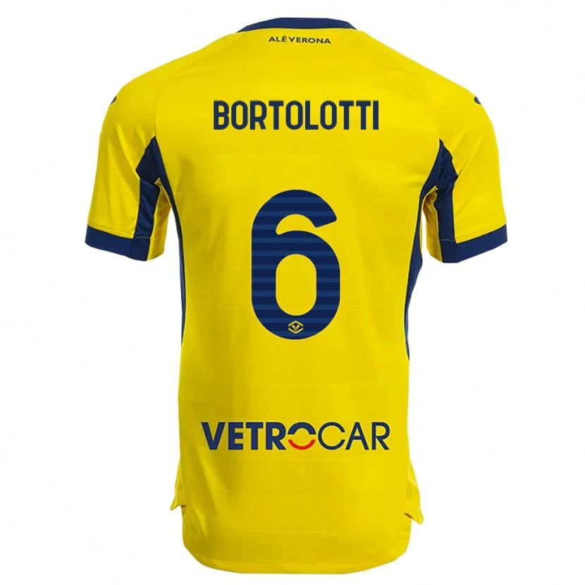Danxen Kinder Marco Bortolotti #6 Gelb Marineblau Auswärtstrikot Trikot 2025/26 T-Shirt