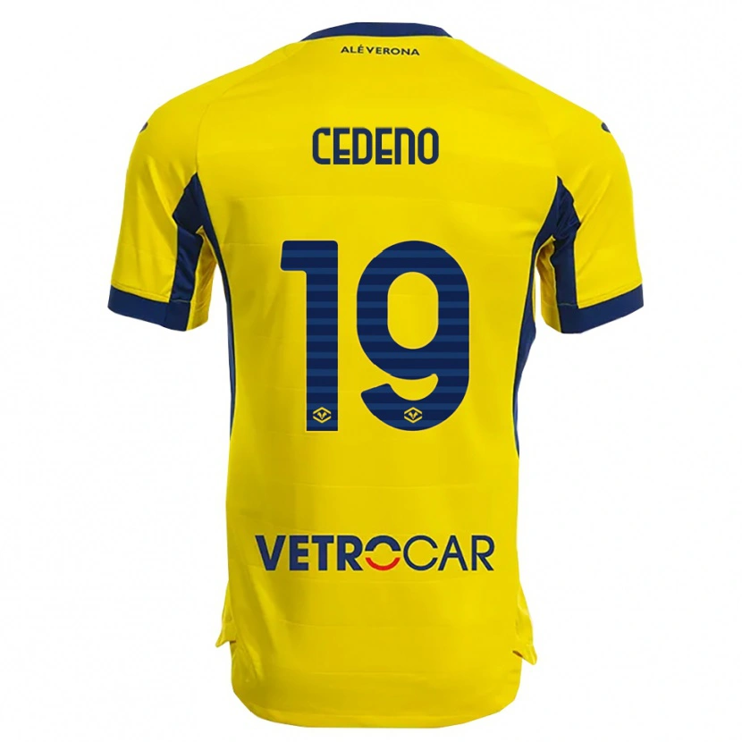 Danxen Kinder Lineth Cedeno #19 Gelb Marineblau Auswärtstrikot Trikot 2025/26 T-Shirt