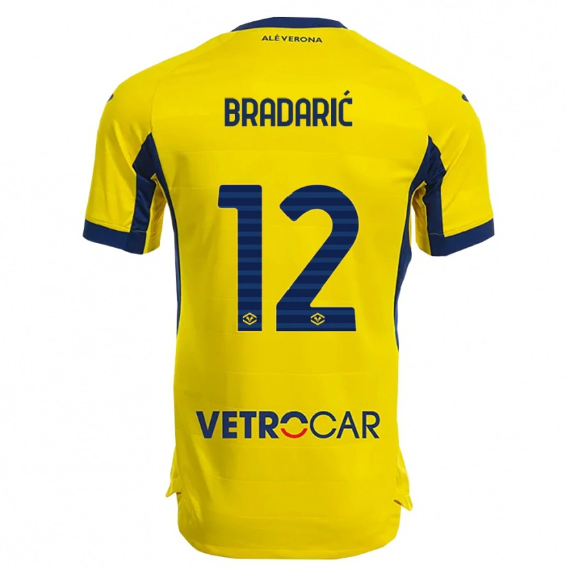 Danxen Kinder Domagoj Bradarić #12 Gelb Marineblau Auswärtstrikot Trikot 2025/26 T-Shirt