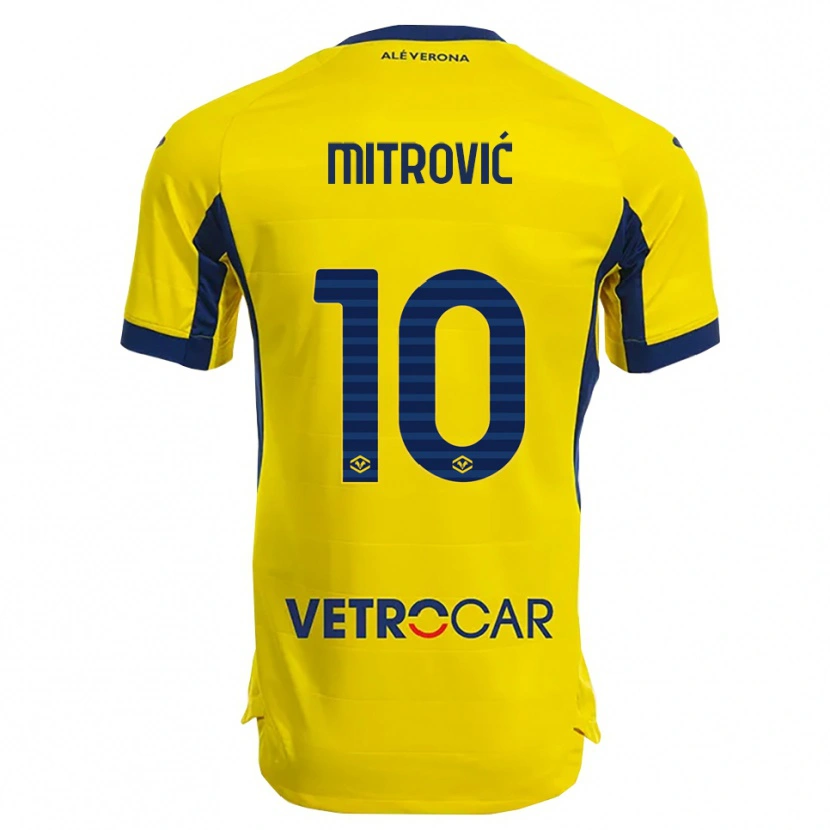 Danxen Kinder Stefan Mitrović #10 Gelb Marineblau Auswärtstrikot Trikot 2025/26 T-Shirt