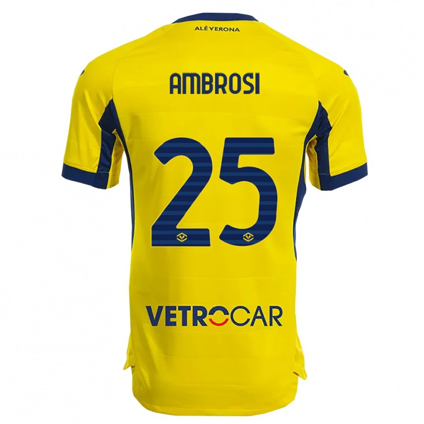 Danxen Kinder Caterina Ambrosi #25 Gelb Marineblau Auswärtstrikot Trikot 2025/26 T-Shirt