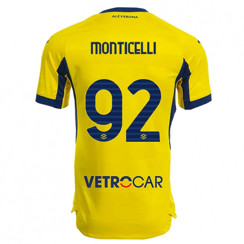 Danxen Kinder Luca Monticelli #92 Gelb Marineblau Auswärtstrikot Trikot 2025/26 T-Shirt