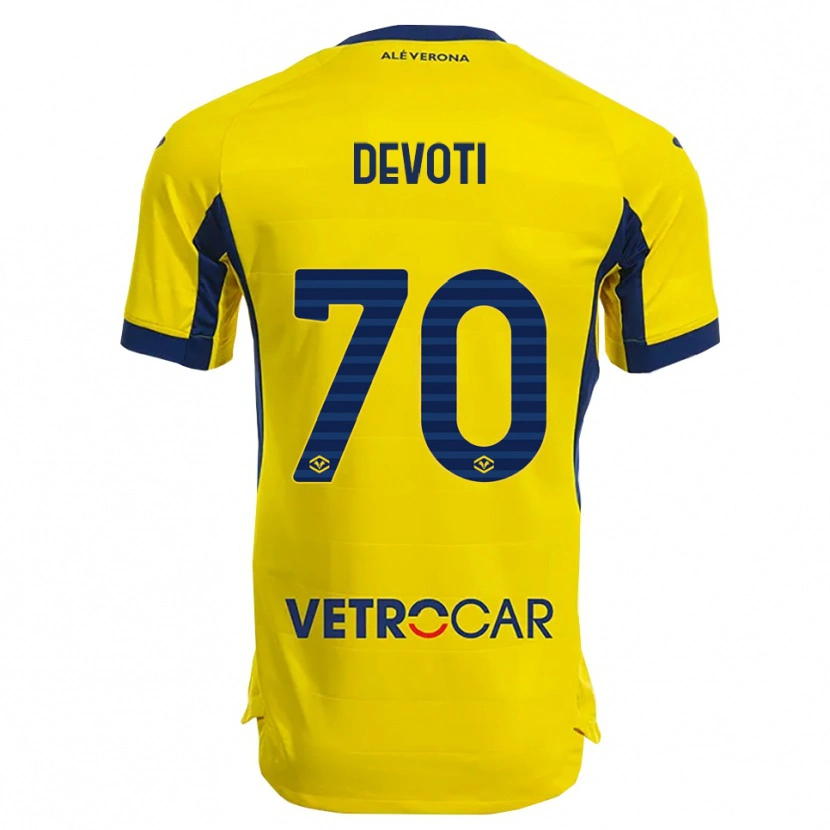 Danxen Kinder Andrea Devoti #70 Gelb Marineblau Auswärtstrikot Trikot 2025/26 T-Shirt