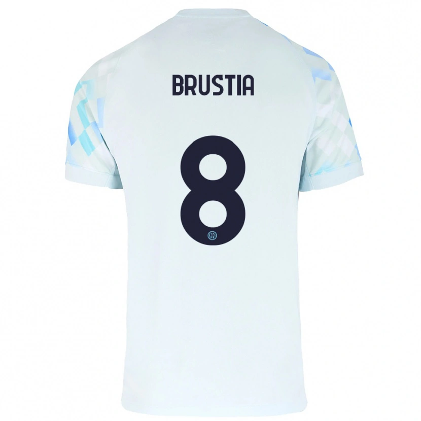 Danxen Kinder Martina Brustia #8 Weiß Blau Auswärtstrikot Trikot 2025/26 T-Shirt