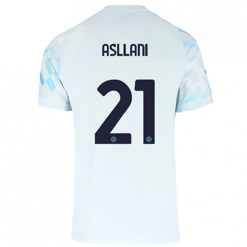 Danxen Kinder Kristjan Asllani #21 Weiß Blau Auswärtstrikot Trikot 2025/26 T-Shirt