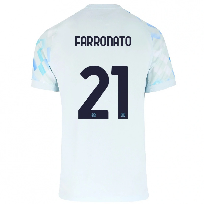 Danxen Kinder Matteo Farronato #21 Weiß Blau Auswärtstrikot Trikot 2025/26 T-Shirt