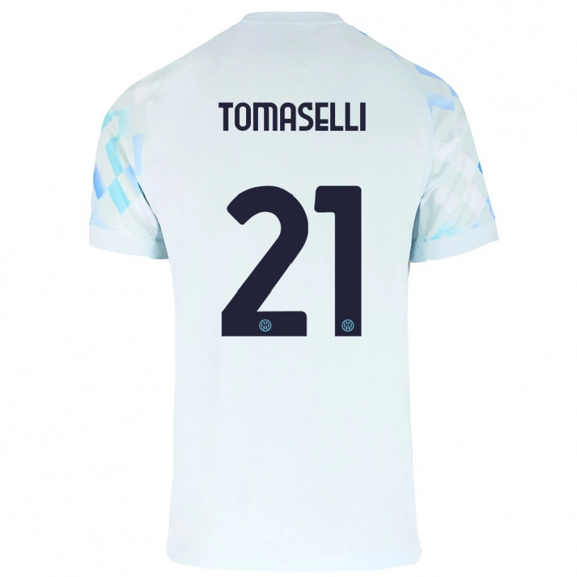 Danxen Kinder Martina Tomaselli #21 Weiß Blau Auswärtstrikot Trikot 2025/26 T-Shirt