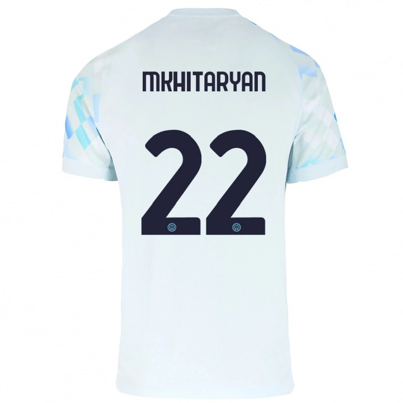 Danxen Kinder Henrikh Mkhitaryan #22 Weiß Blau Auswärtstrikot Trikot 2025/26 T-Shirt