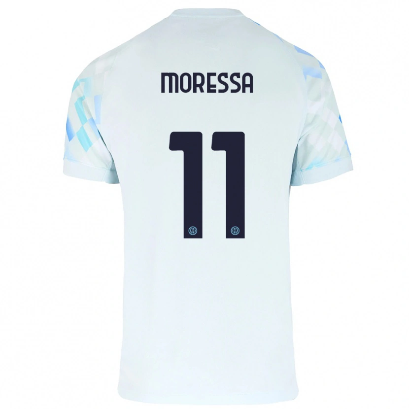 Danxen Kinder Kevin Moressa #11 Weiß Blau Auswärtstrikot Trikot 2025/26 T-Shirt