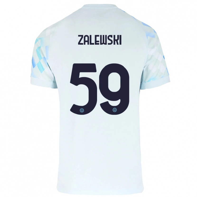 Danxen Kinder Nicola Zalewski #59 Weiß Blau Auswärtstrikot Trikot 2025/26 T-Shirt