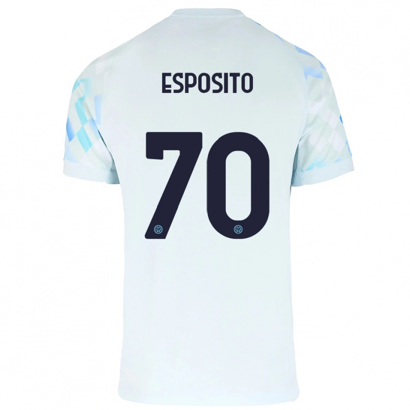 Danxen Kinder Sebastiano Esposito #70 Weiß Blau Auswärtstrikot Trikot 2025/26 T-Shirt