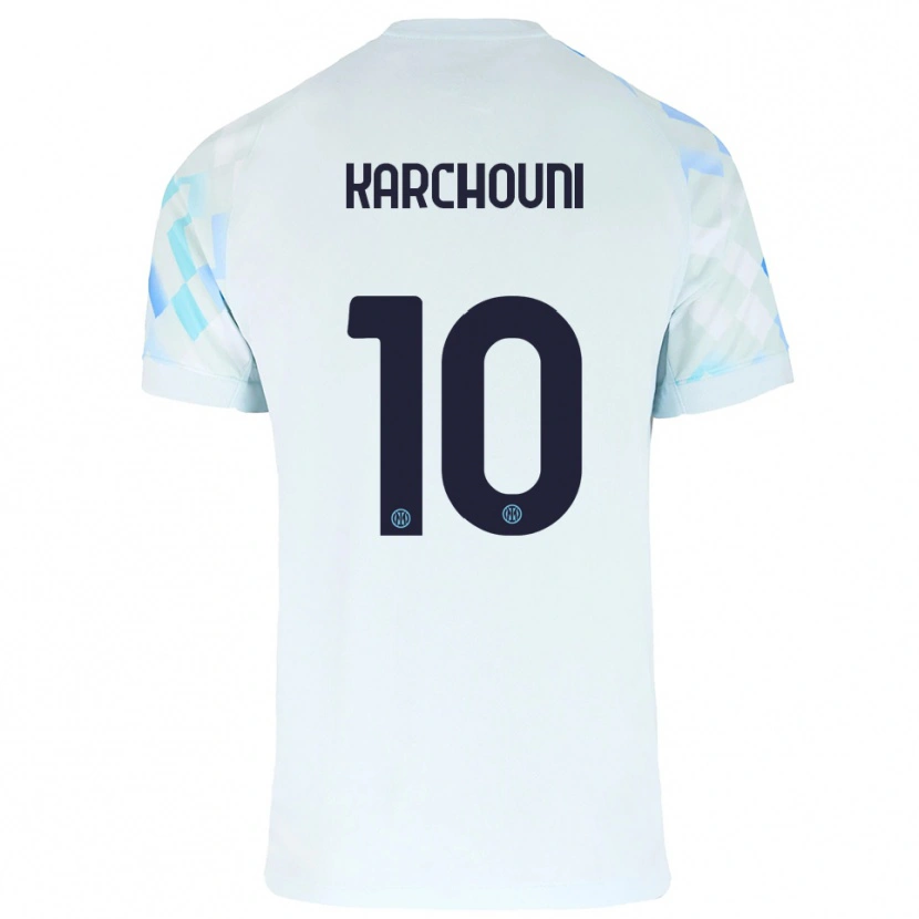 Danxen Kinder Ghoutia Karchouni #10 Weiß Blau Auswärtstrikot Trikot 2025/26 T-Shirt